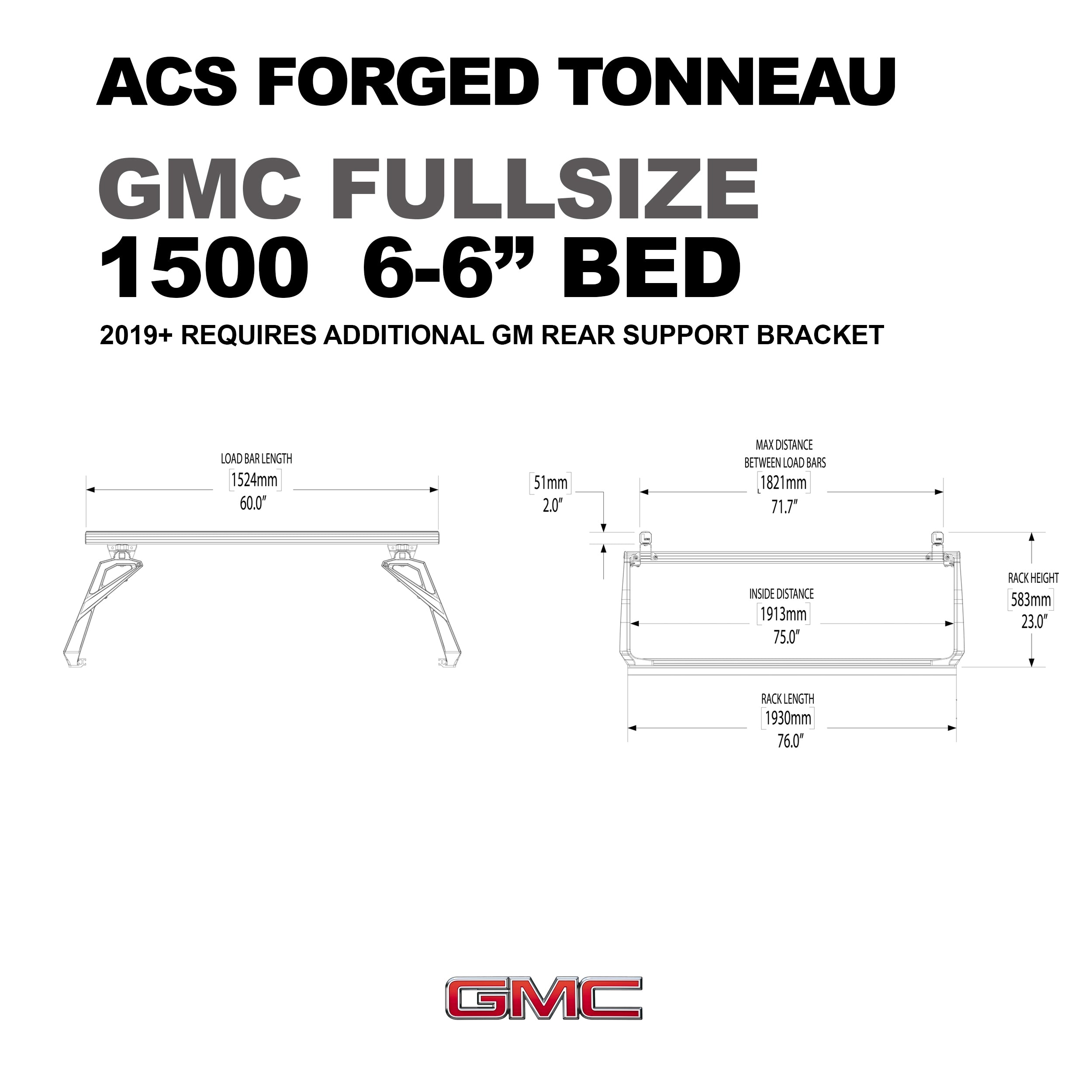 Leitner Designs ACS Forged Tonneau | 88-21 GMC Sierra 1500 6'6" Bed Bed Rack Kit - Leitner Canada