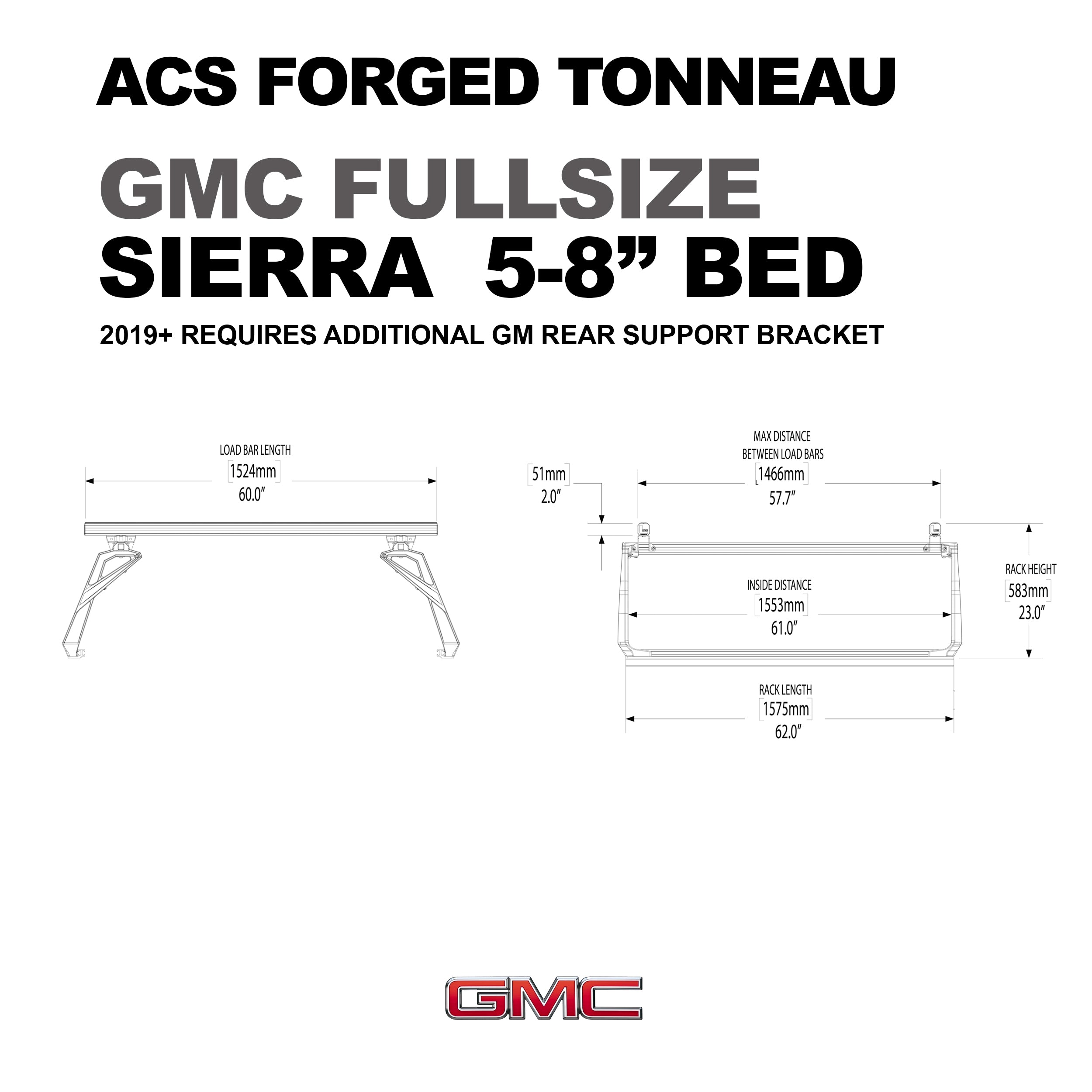 Leitner Designs ACS Forged Tonneau | 07-22 GMC Sierra 1500 5'8" Bed Bed Rack Kit - Leitner Canada