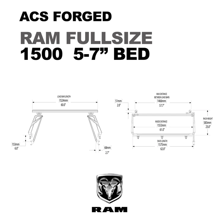 Leitner Designs ACS Forged Tonneau | 09-22 Dodge RAM 1500 5'7" Bed Bed Rack Kit - Leitner Canada