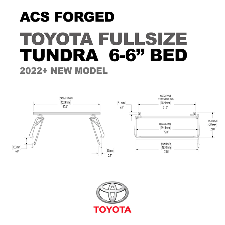 Leitner Designs ACS Forged Tonneau | 07-22 Toyota Tundra 6'6" Bed Bed Rack Kit - Leitner Canada